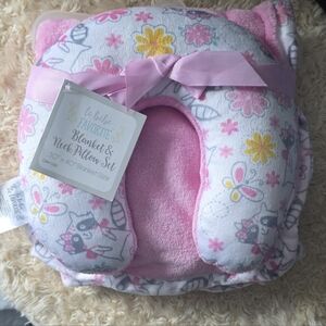 Pink Blanket & Neck Pillow Set